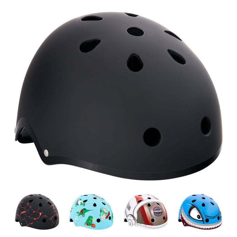 Hornit Mini Lids Kids Helmet. Fully-Adjustable Multi-Sport Hard Shell Helmet with Rear Safety Light, Small, Stealth - Image 1